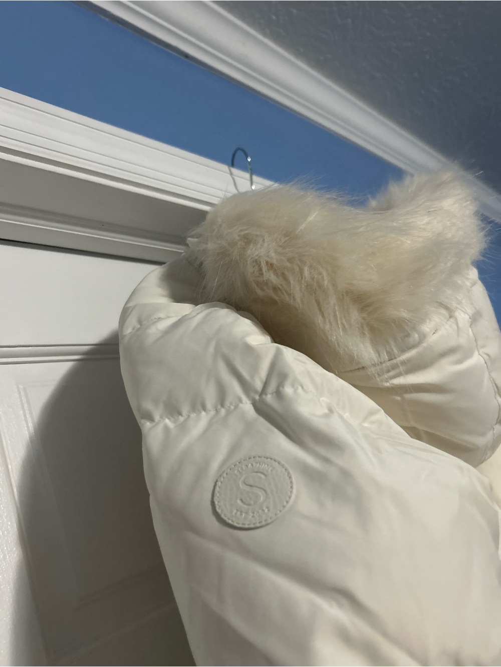 NWT Seraphine Maternity Adora size 6 white chevron puffer coat babywearing - Picture 11 of 15